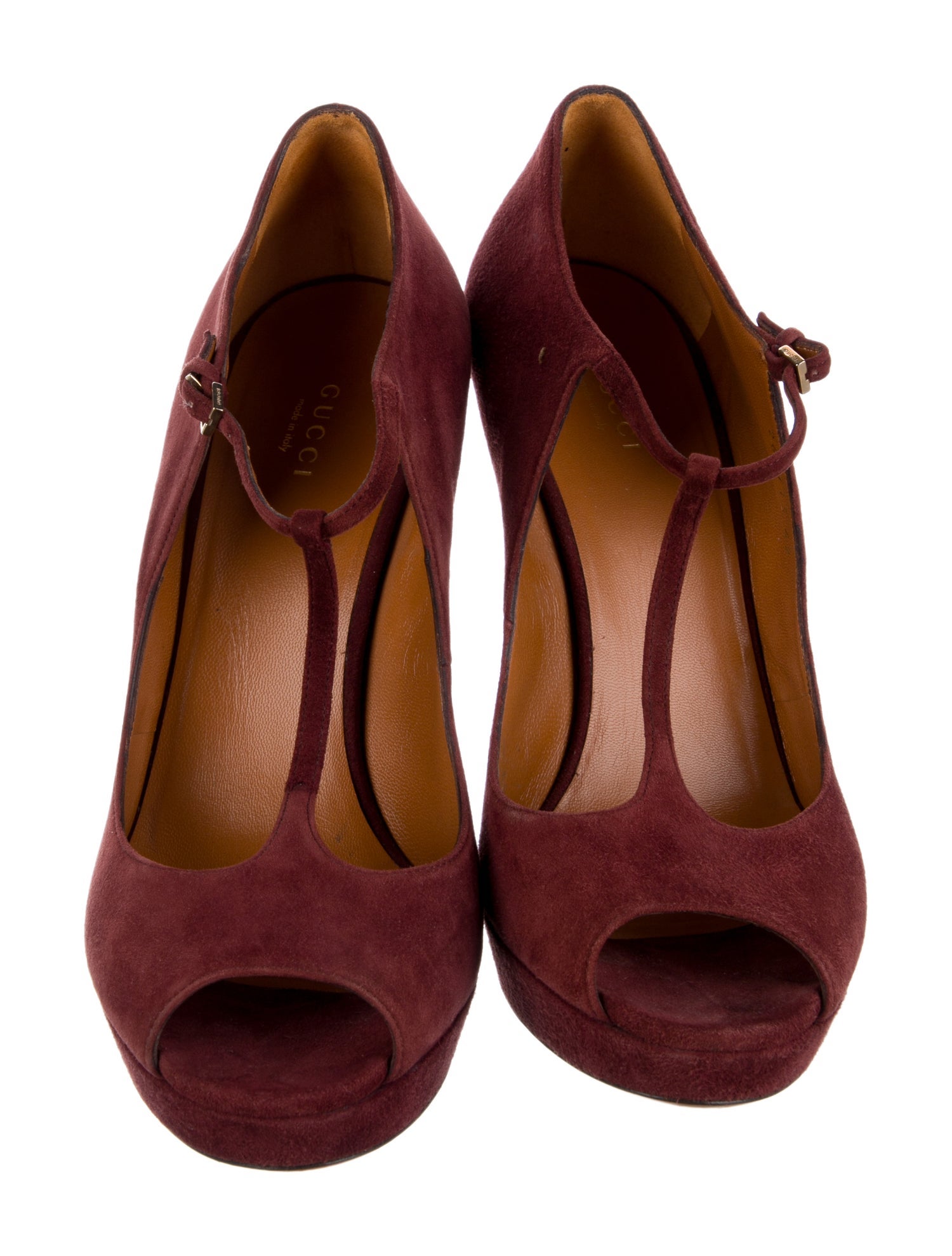 Gucci Suede T-Strap Pumps